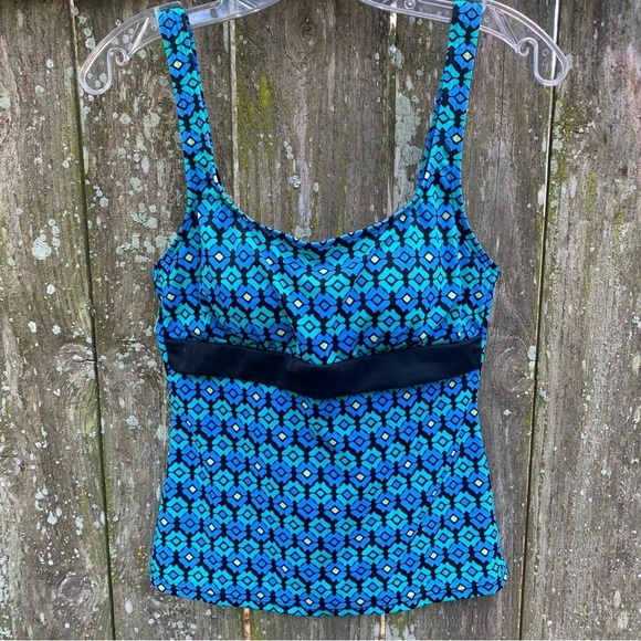 Athena Other - Athena Teal and Blue Tankini Patterned Swim Tank Top beach boating spring summer